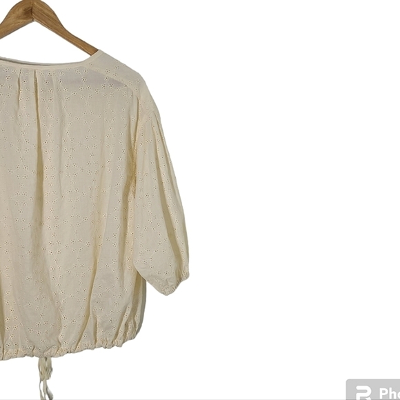 FREE PEOPLE Stars Align Long Sleeve Button Down Cotton Eyelet Top Size M - Picture 12 of 16